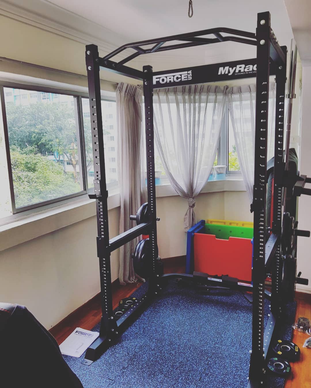 Force USA power rack. All in 1 with many customizations.