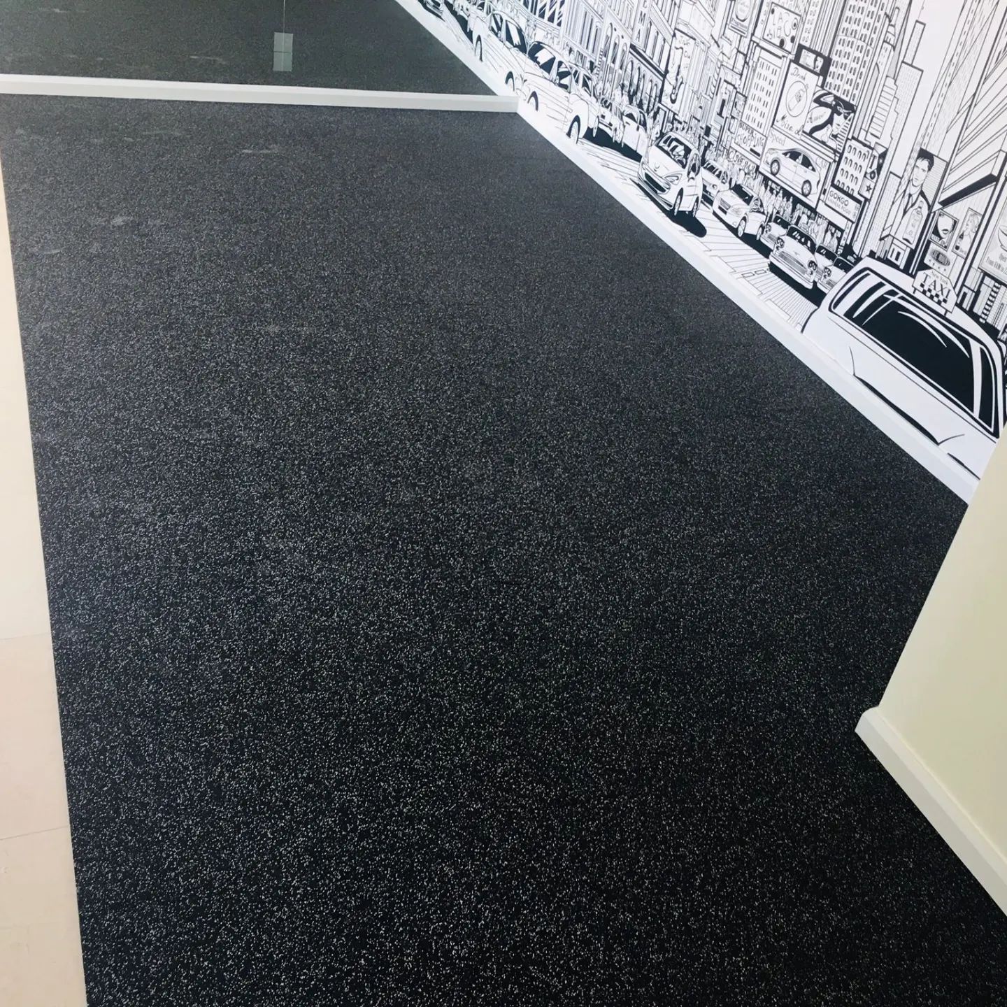 Mat setup for an area for home gym.