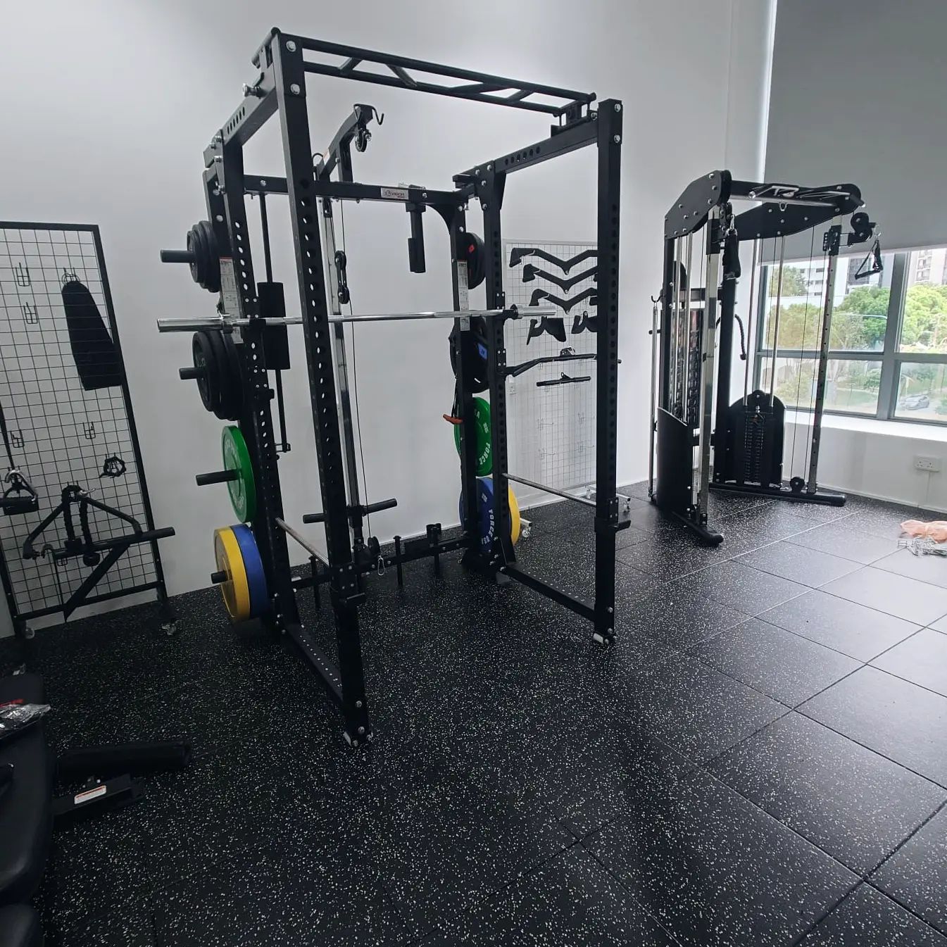 Folding power rack setup.  #homegymsg #sgfitness #sgfitfam #homegym #gymequipment #homegymsetup