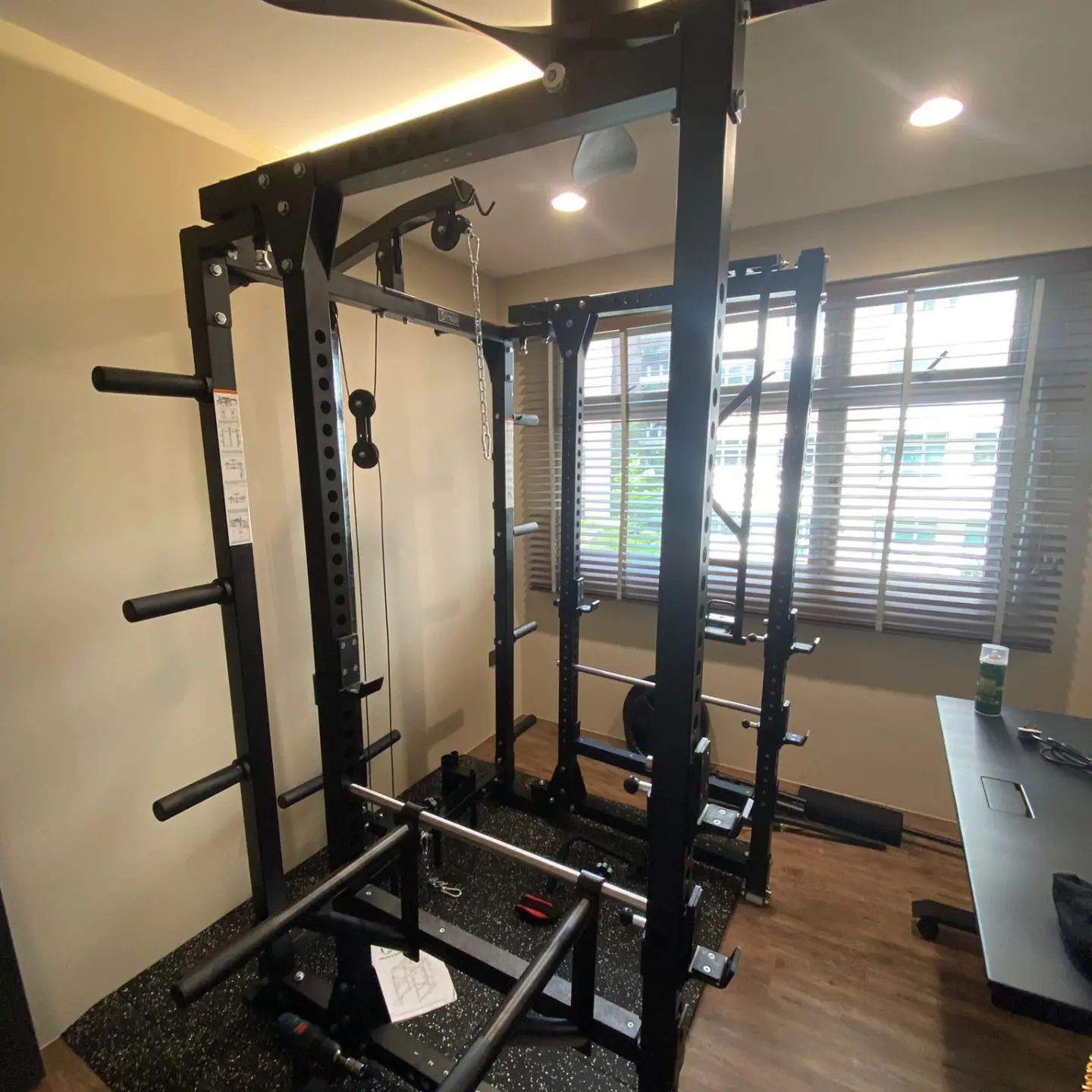 Folding power rack in tight space.  #homegymsg #sgfitness #sgfitfam #homegym #gymequipment #homegymsetup