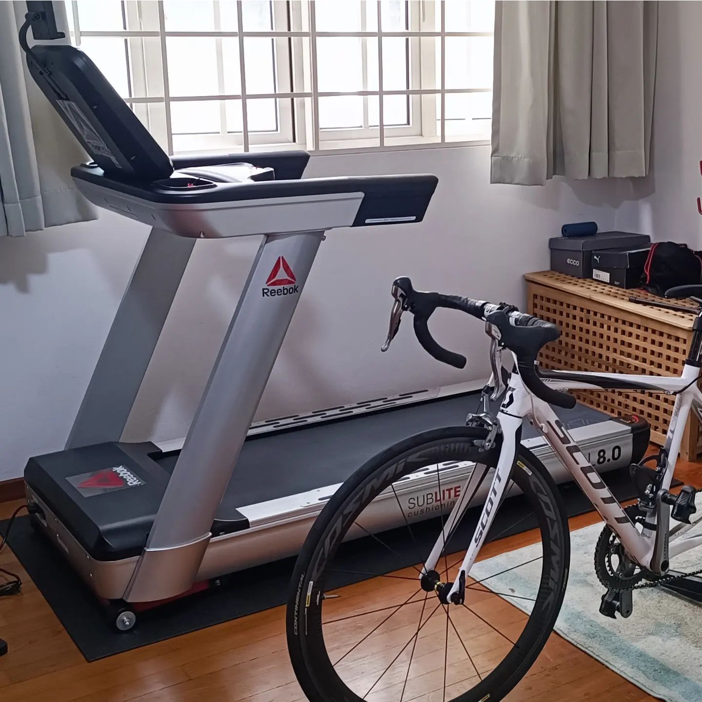 Triathlon training at home with Reebok light commercial Treadmill  #homegymsg #sgfitness #sgfitfam #homegym #gymequipment #homegymsetup