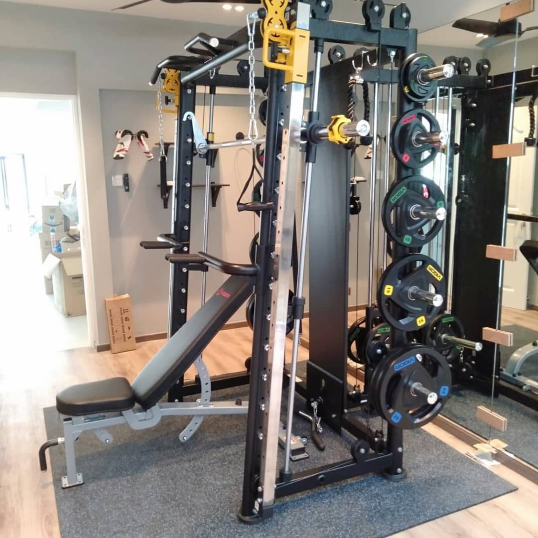 Smith machine and functional trainer combo.
