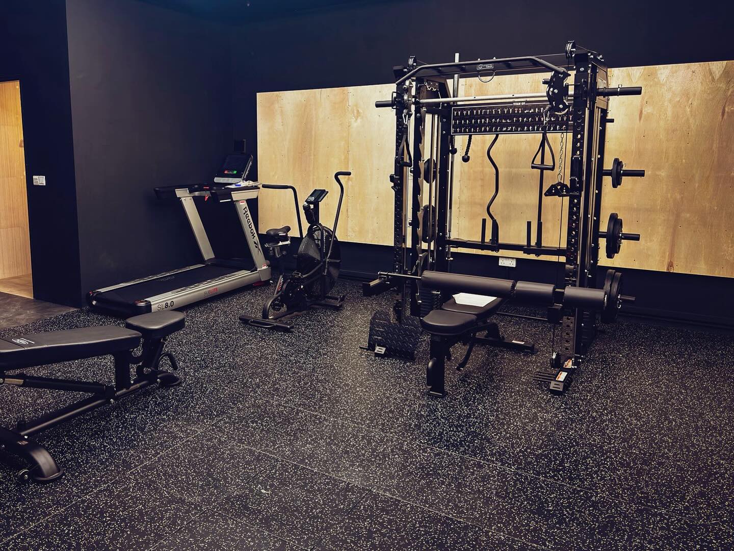 Office gym setup.