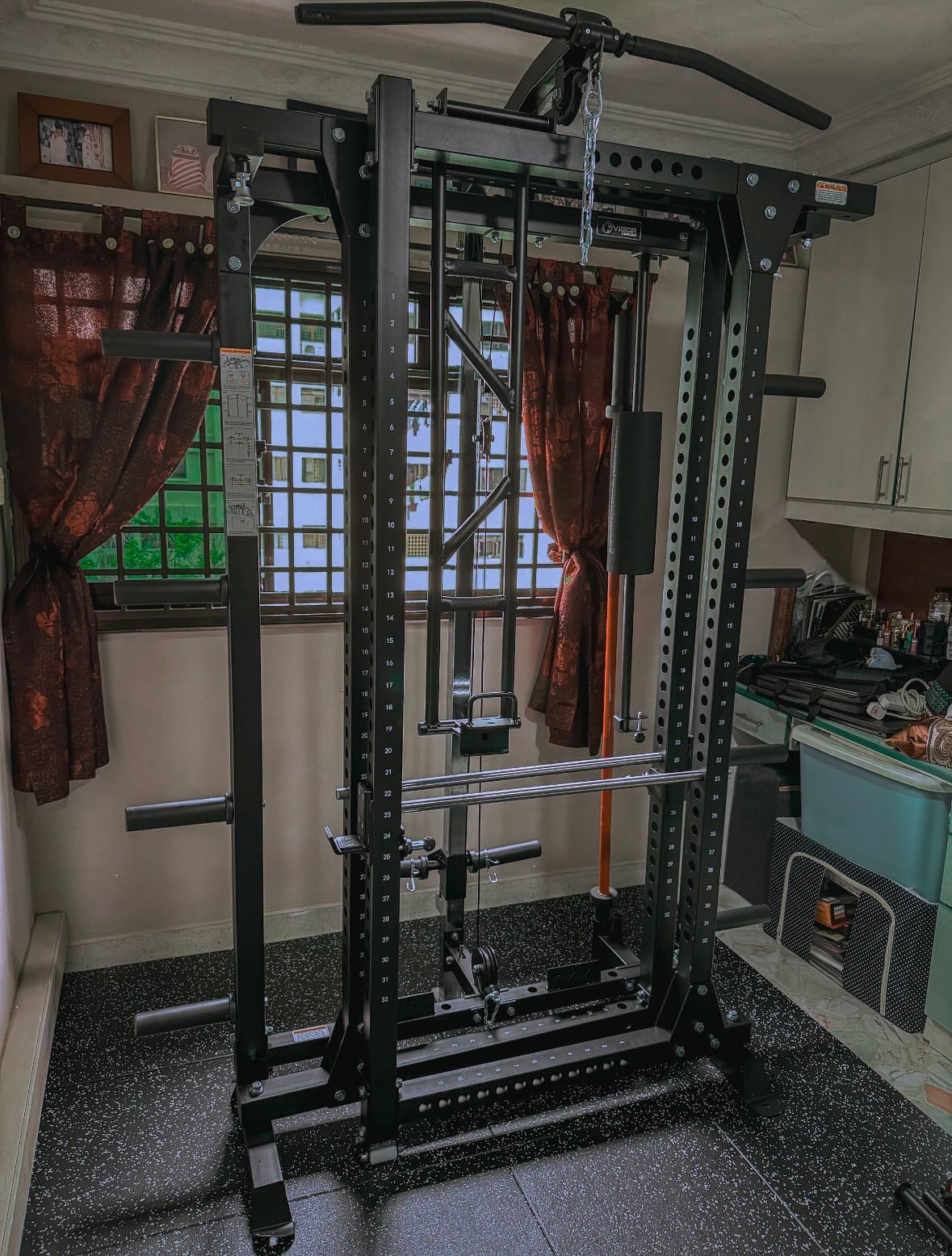Vigor folding power rack - keep away neatly when not in use.