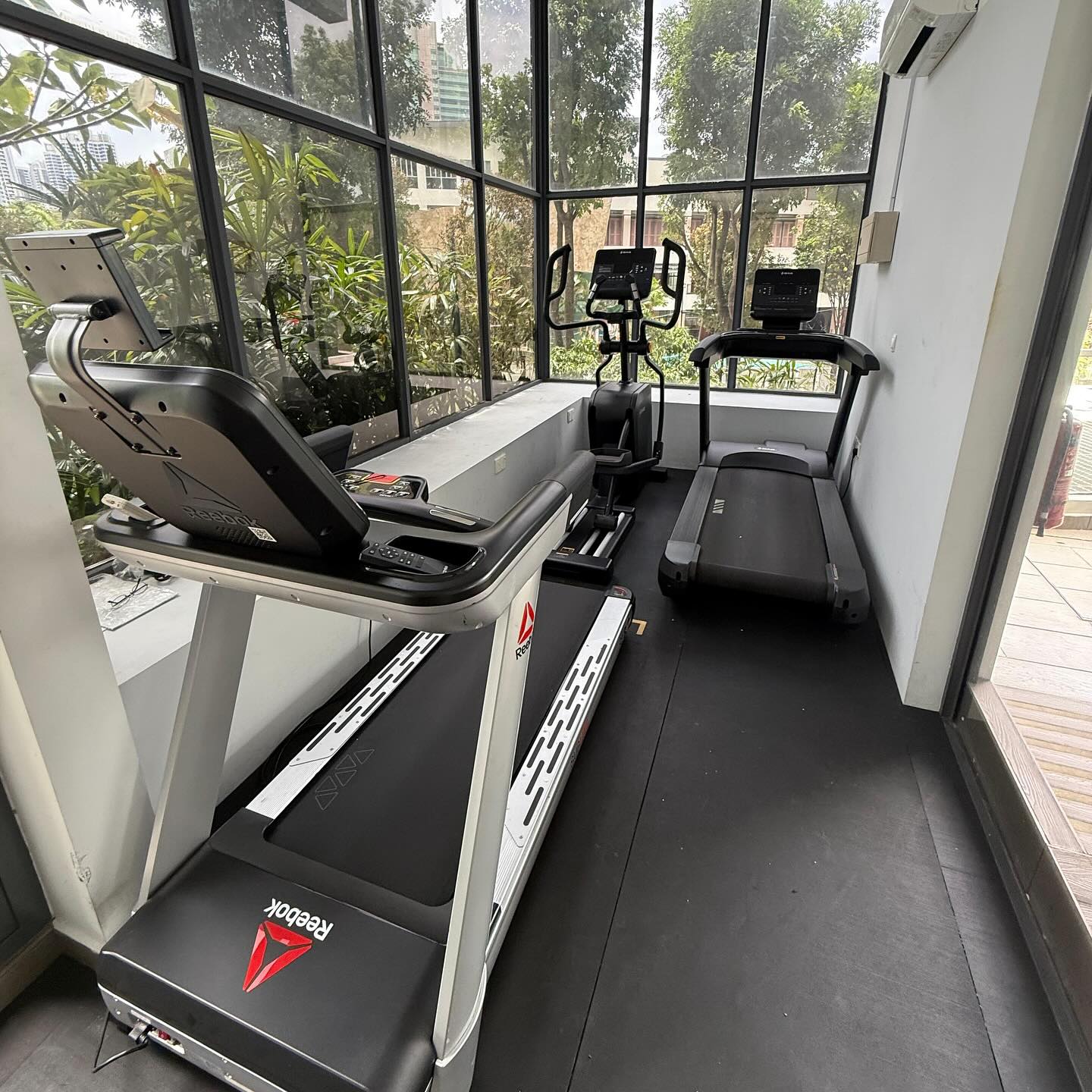 Reebok SL8 AC treadmill, Shua v8 elliptical and treadmill for a condo gym