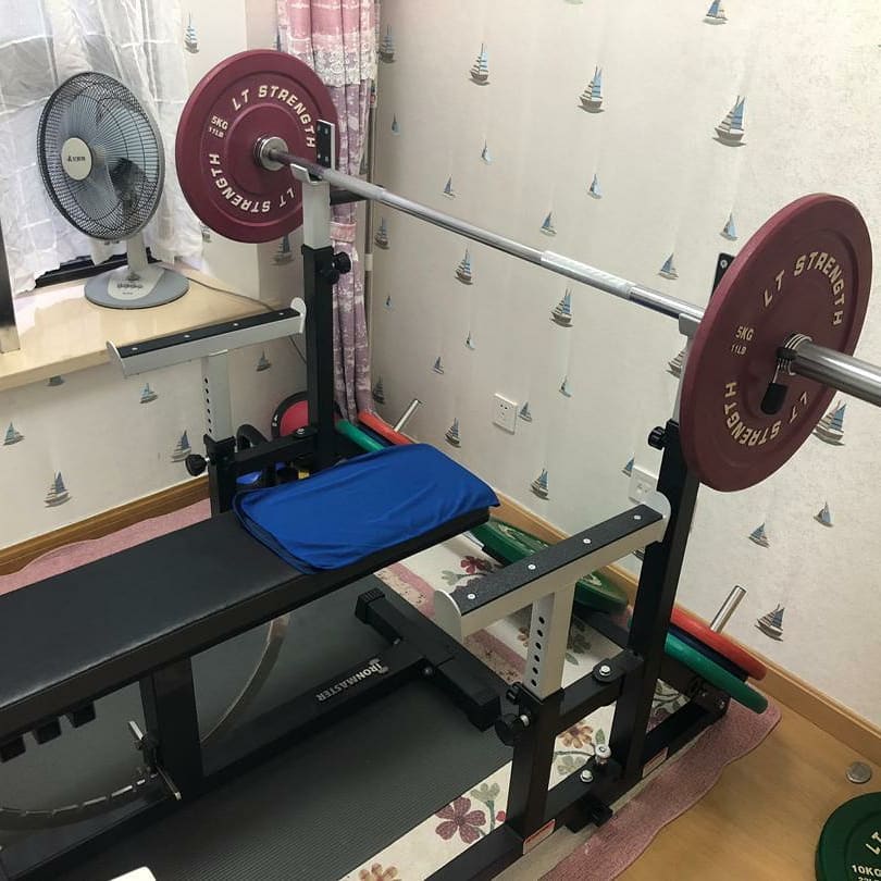 Pics sent by our customers to showcase the workout area. Limited space, but good equipment for complete full body workout.